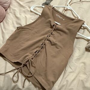 Abercrombie Tan Lace-Up Crop Top